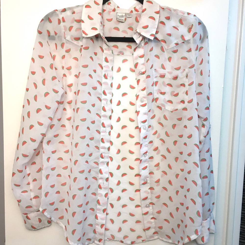 Watermelon 🍉 polyester button up shirt